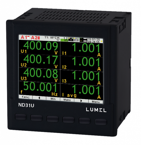 ND31U - Miernik parametrów sieci z ethernet daisy chain I protokołami MQTT (IIoT), BACNET/IP LUB MODBUS TCP/IP z certyfikatem UL