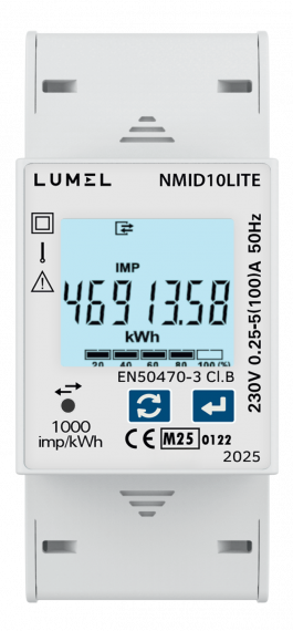 Single-phase MID certified energy meter (up to 100A)