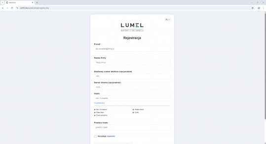 Raporty z kalibracji urządzeń