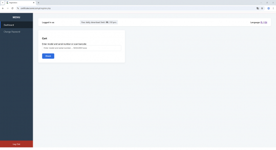 Device calibration report