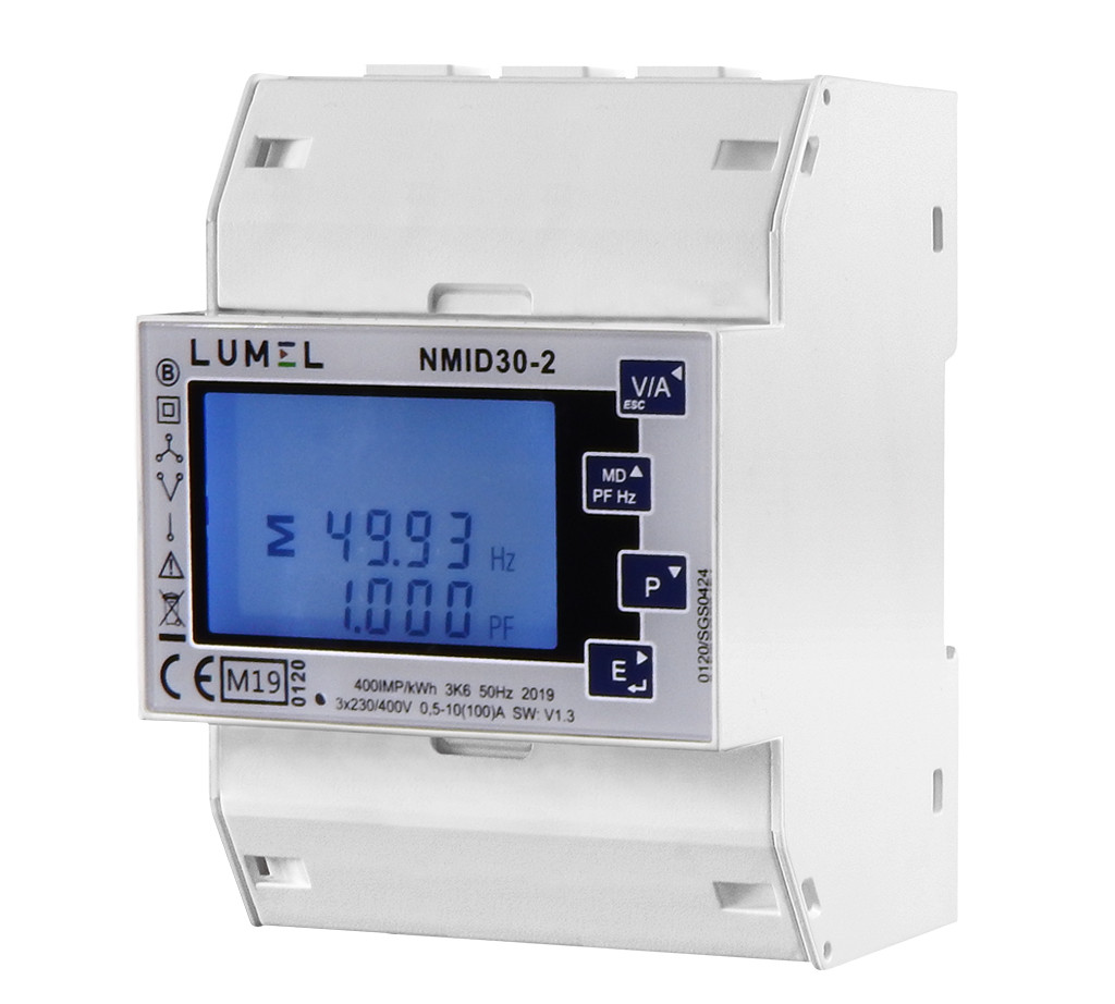 LCD three-phase Electric meter calibrated for DIN rail 3x230/400V 5 A UK 80 