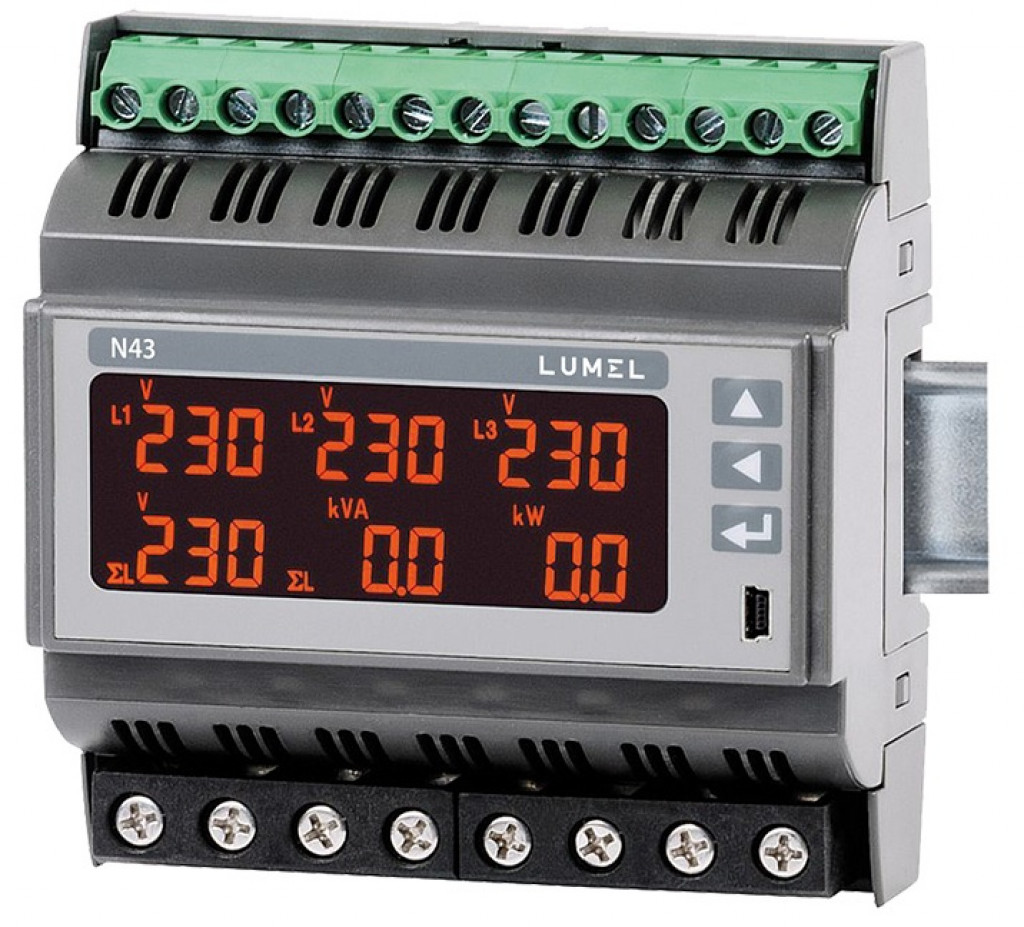 LUMEL N43 rail-mounted three-phase power-network meter
