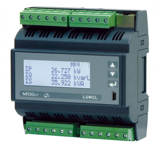 Rail mounted 3-phase power network meter with recording dedicated to IoT applications