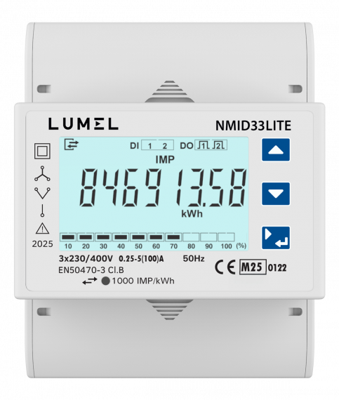 Three-phase MID certified energy meter (up to 100A)