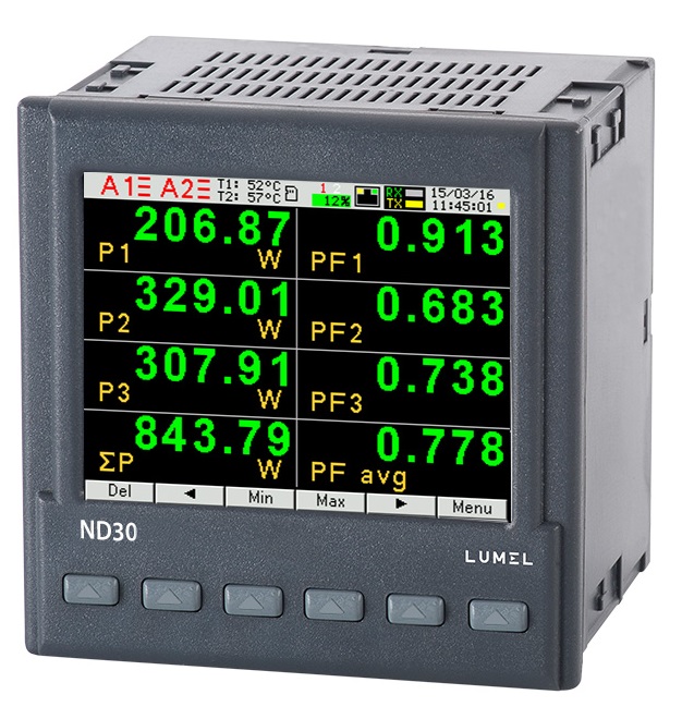 Power network meter with Ethernet, recording and graphical screen