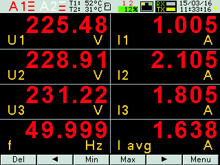 Power network meter with Ethernet, recording and graphical screen