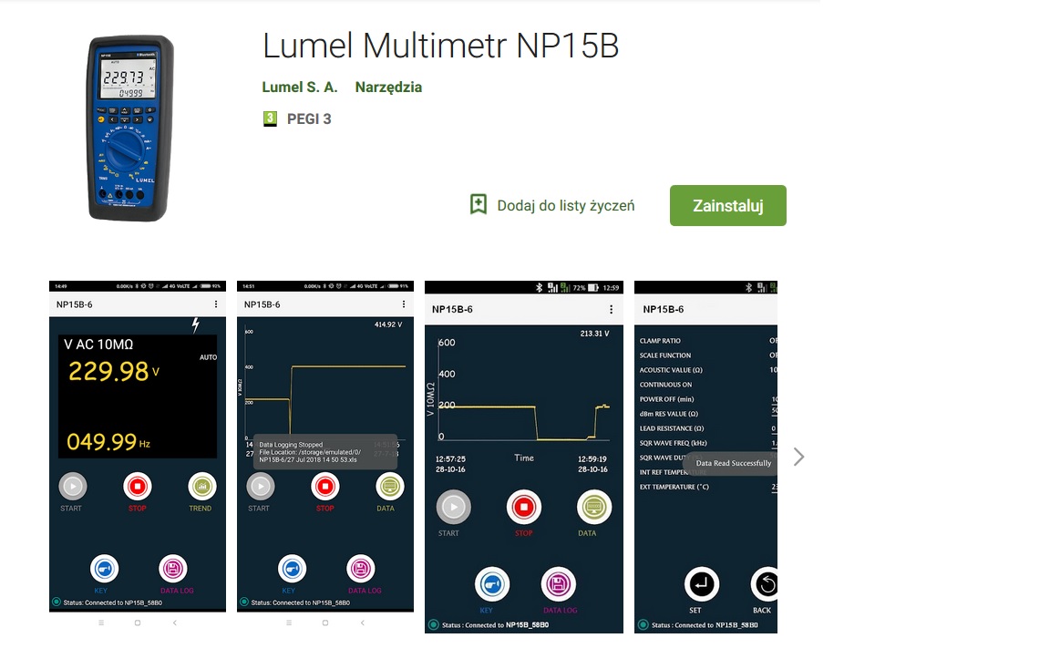 True RMS digital multimeter with data logging, view function & Bluetooth